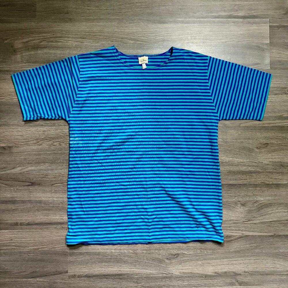 *Vintage L.L. Bean Women's Striped T-Shirt - Blue